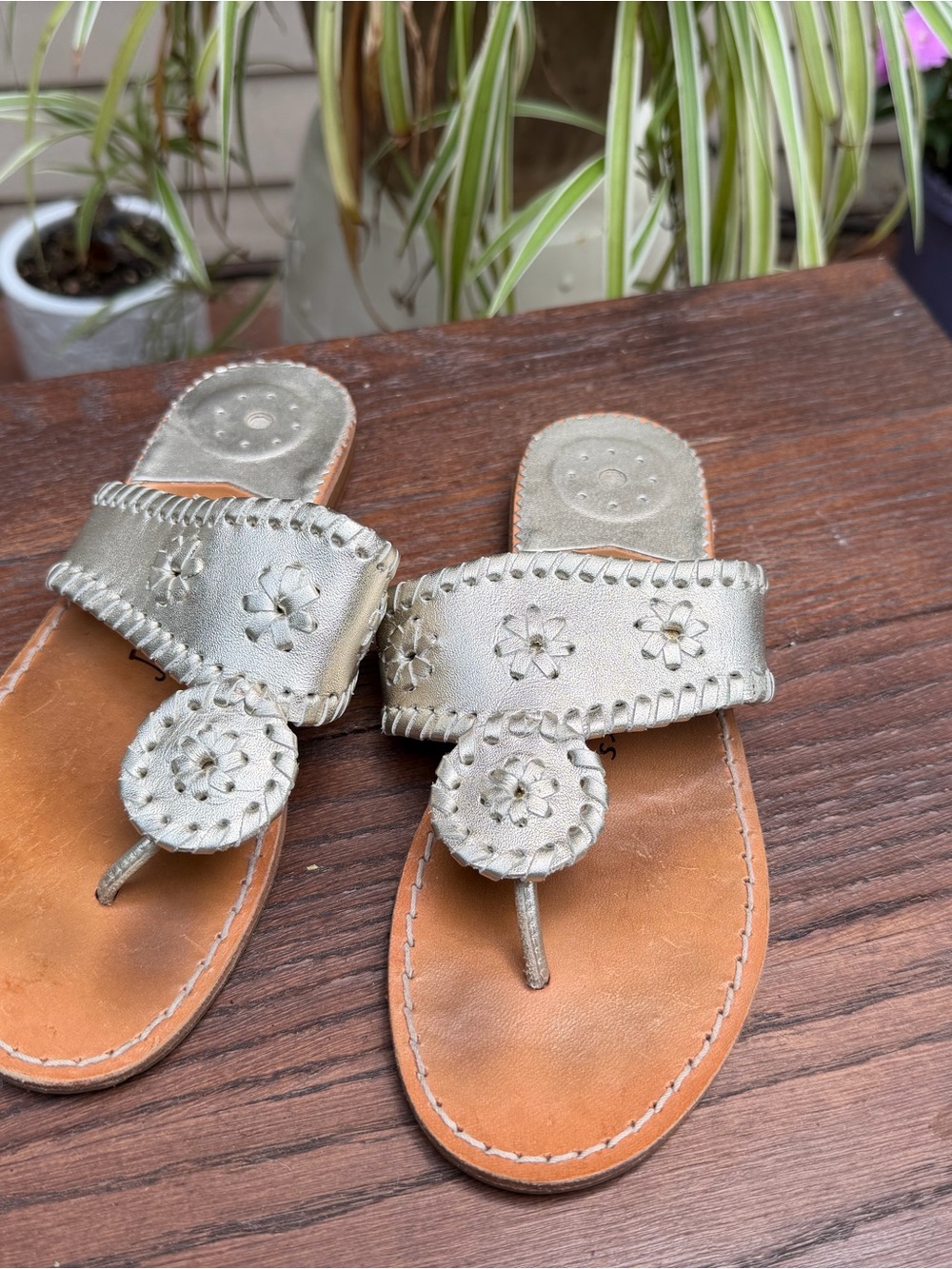 Jack Rogers Girls Metallic Silver Leather Sandals